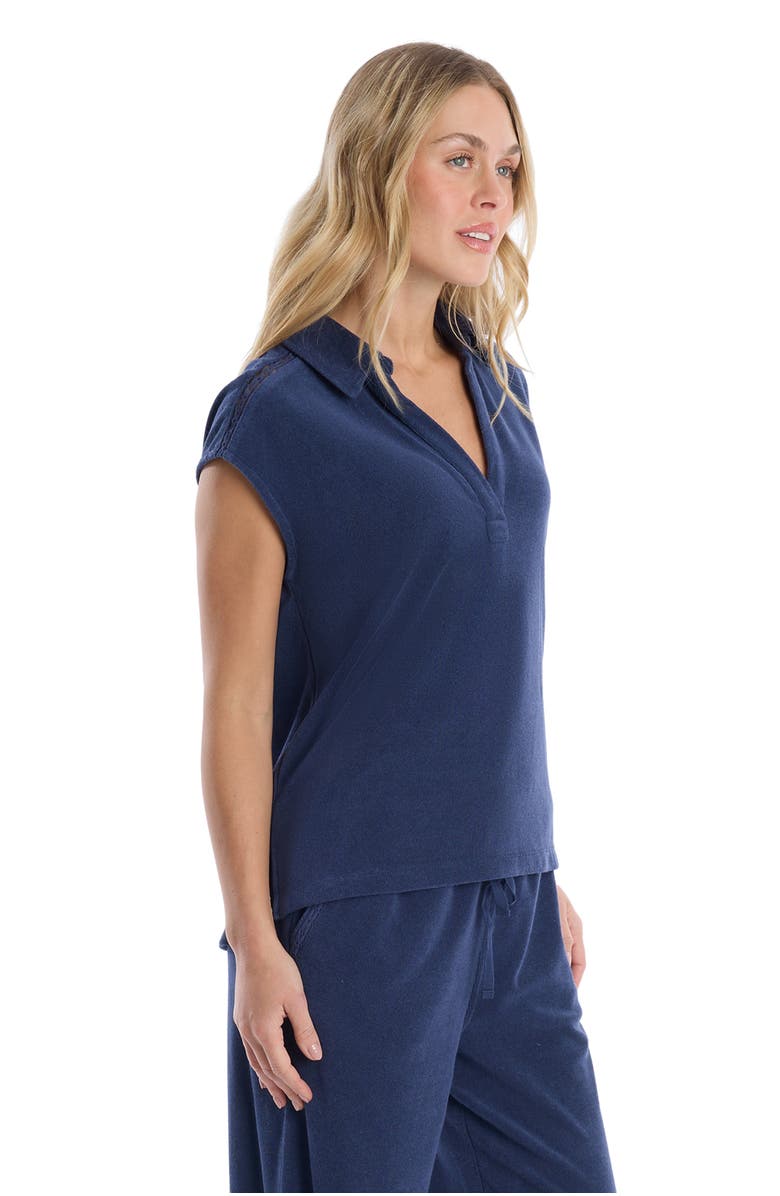 Wilt Crochet Trim Polo Top, Alternate, color, Naval Academy