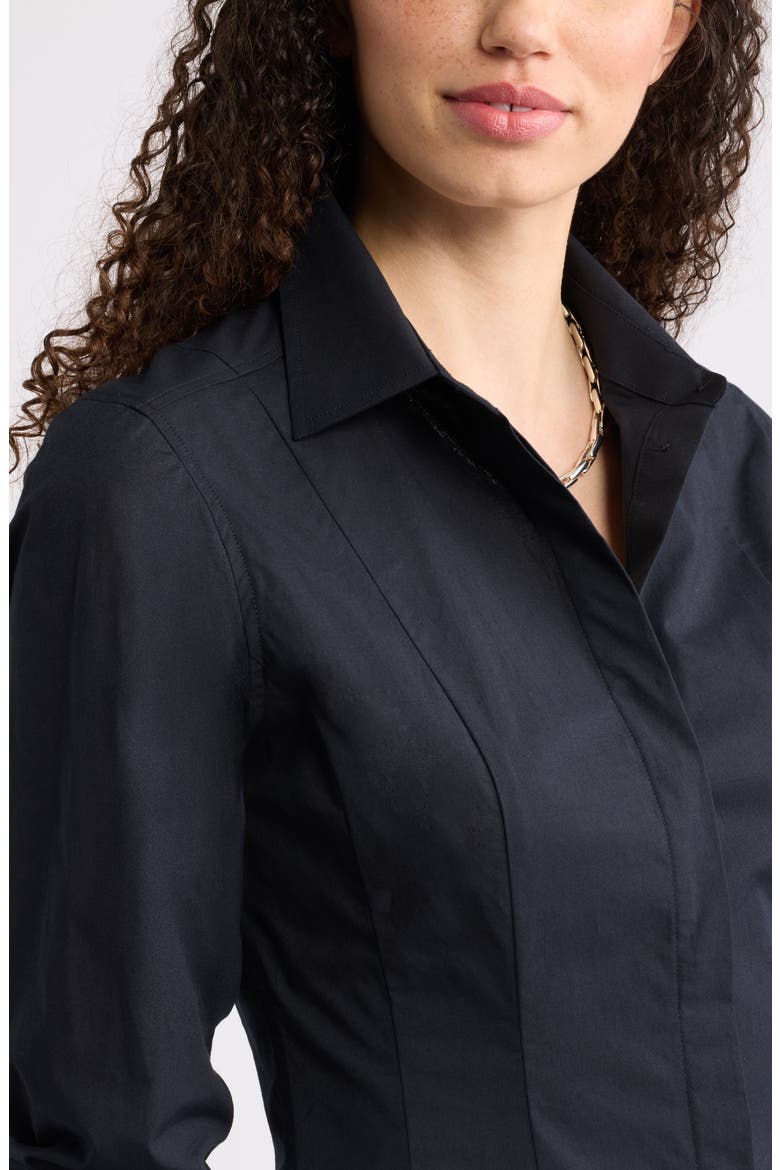 Seamed Mini Shirt Dress, Alternate, color, BLACK