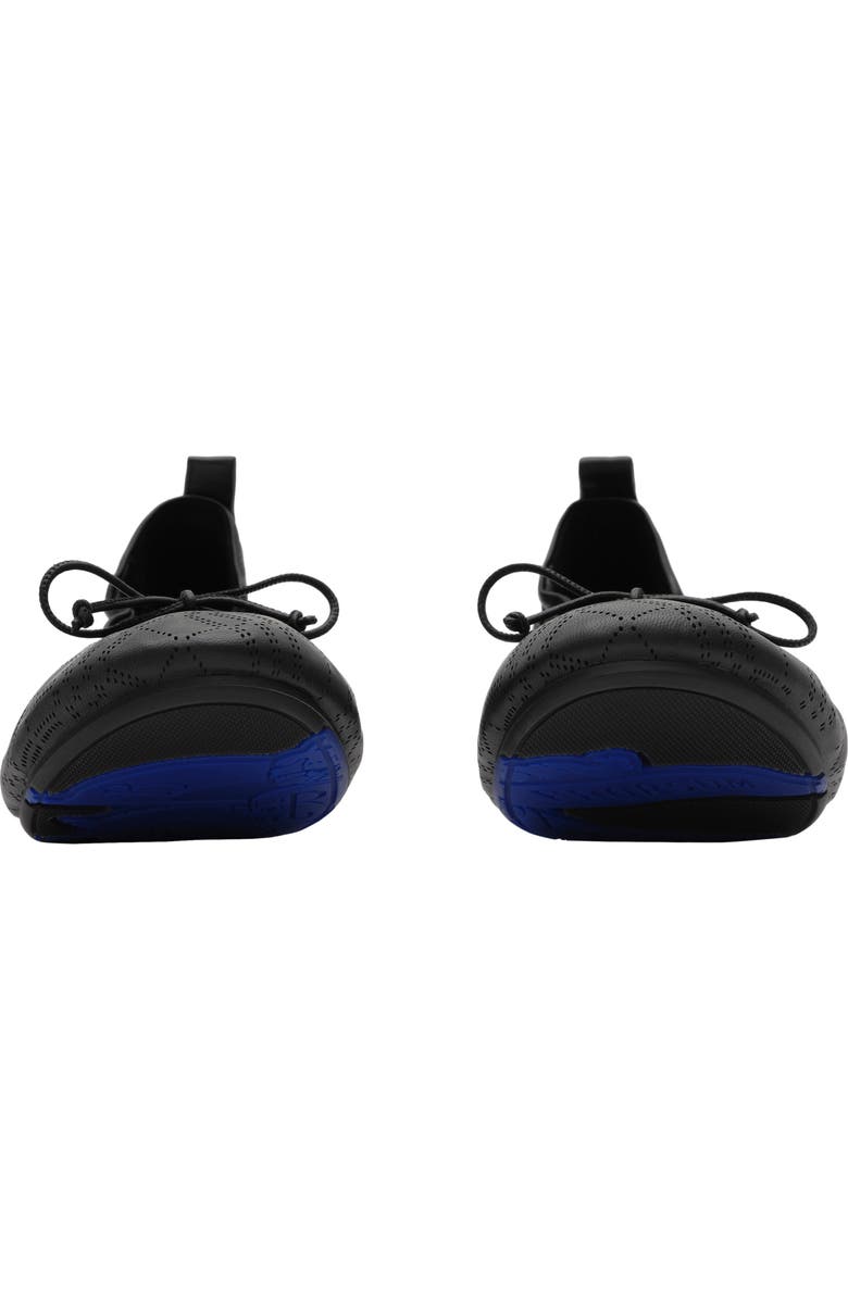 Burberry Check Leather Fawn Ballerinas, Alternate, color, Black