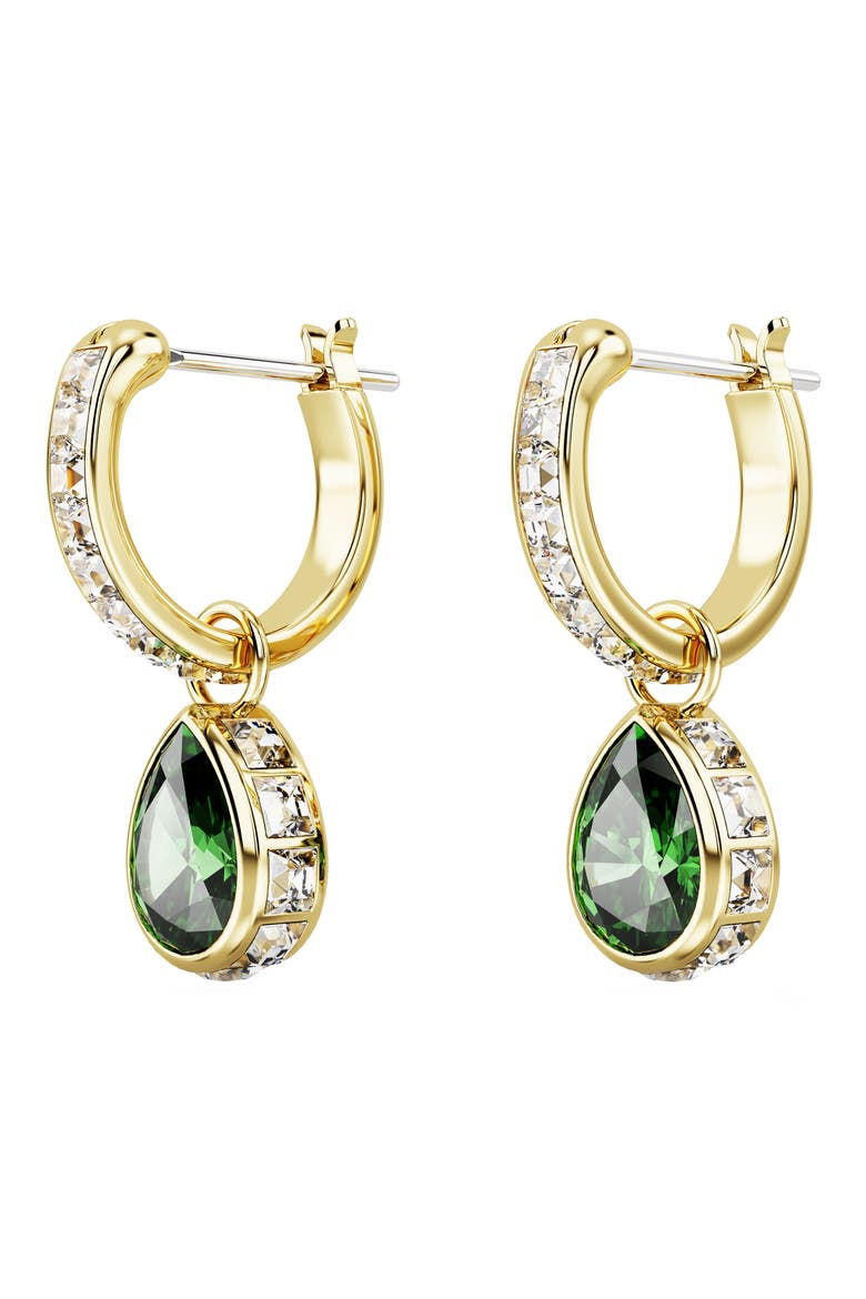 Chroma Crystal Hoop Drop Earrings, Alternate, color, GREEN