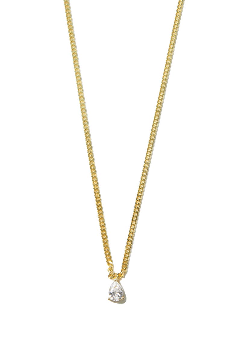 Cubic Zirconia Curb Chain Necklace, Main, color, GOLD