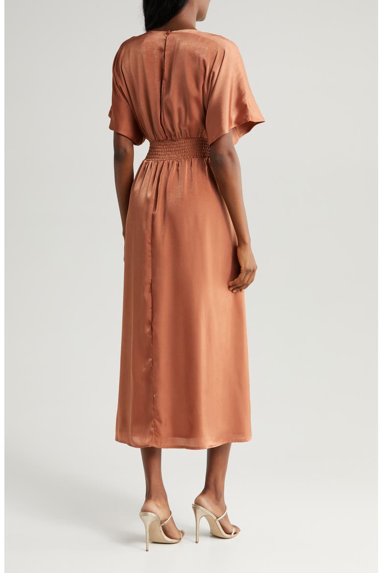Dolman Sleeve Satin Midi Dress, Alternate, color, RUST