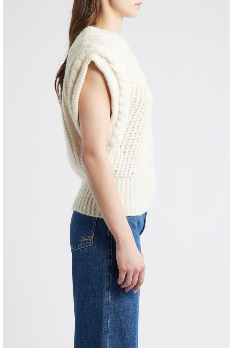 Fastina Cable Stitch Sweater, Alternate, color, OPEN WHT