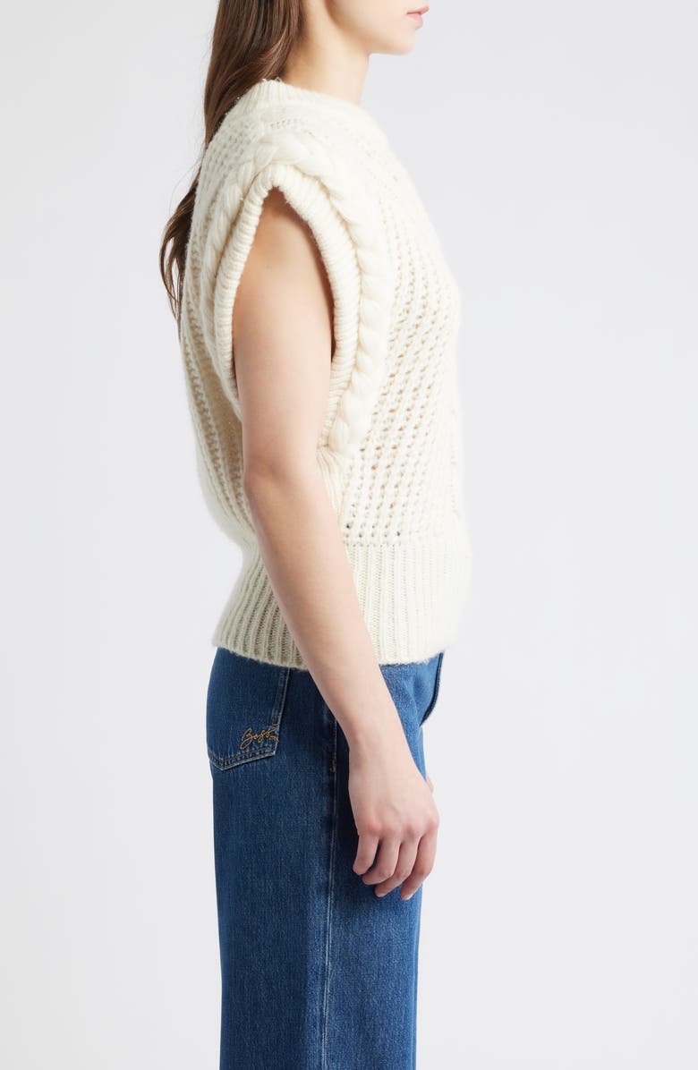 BOSS Orange Fastina Cable Stitch Sweater, Alternate, color, Open White