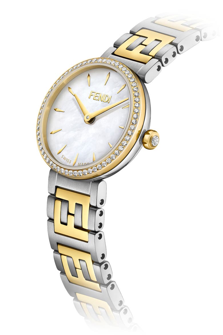 Fendi Forever Fendi Two-Tone Diamond Bracelet Watch, 19mm - 0.16ct