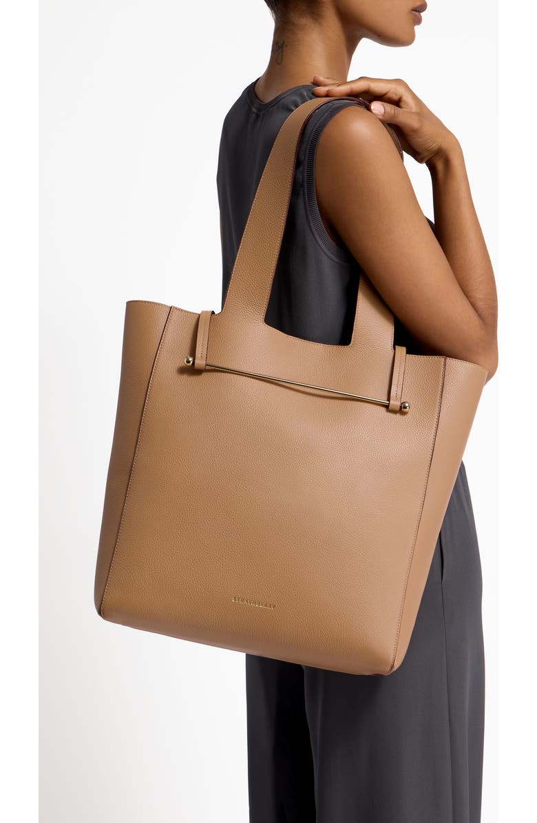 Strathberry Melody Fine Grain Leather Tote, Alternate, color, Caramel