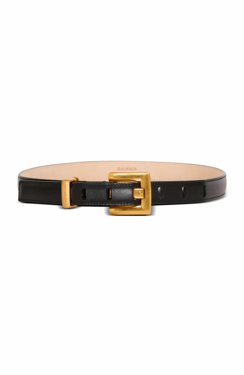 Balmain Anthem Narrow Leather Belt In Black