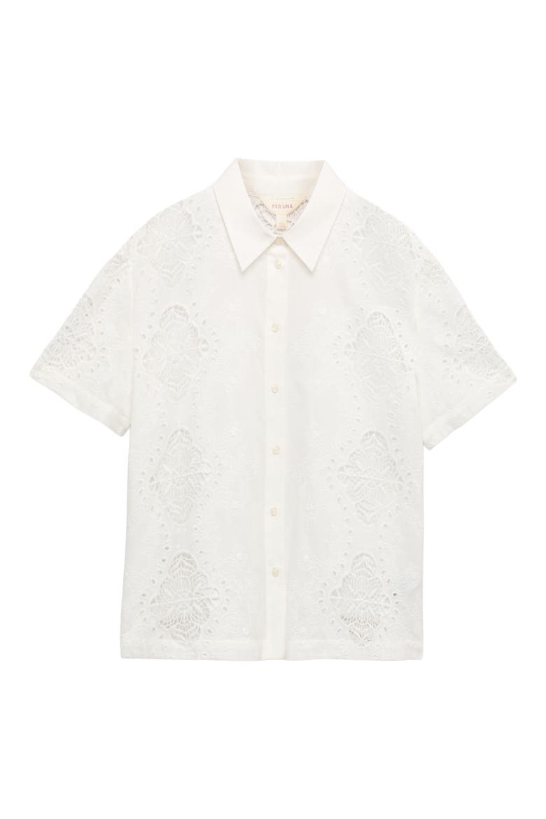 Floral Embroidered Cutwork Button-Up Top, Main, color, SOFT WHITE