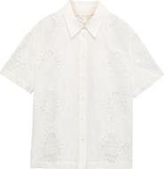 PER UNA BY M&S Floral Embroidered Cutwork Button-Up Top
