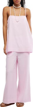 Free People Sightseer Longline Square Neck Top & Wide Leg Pants Set