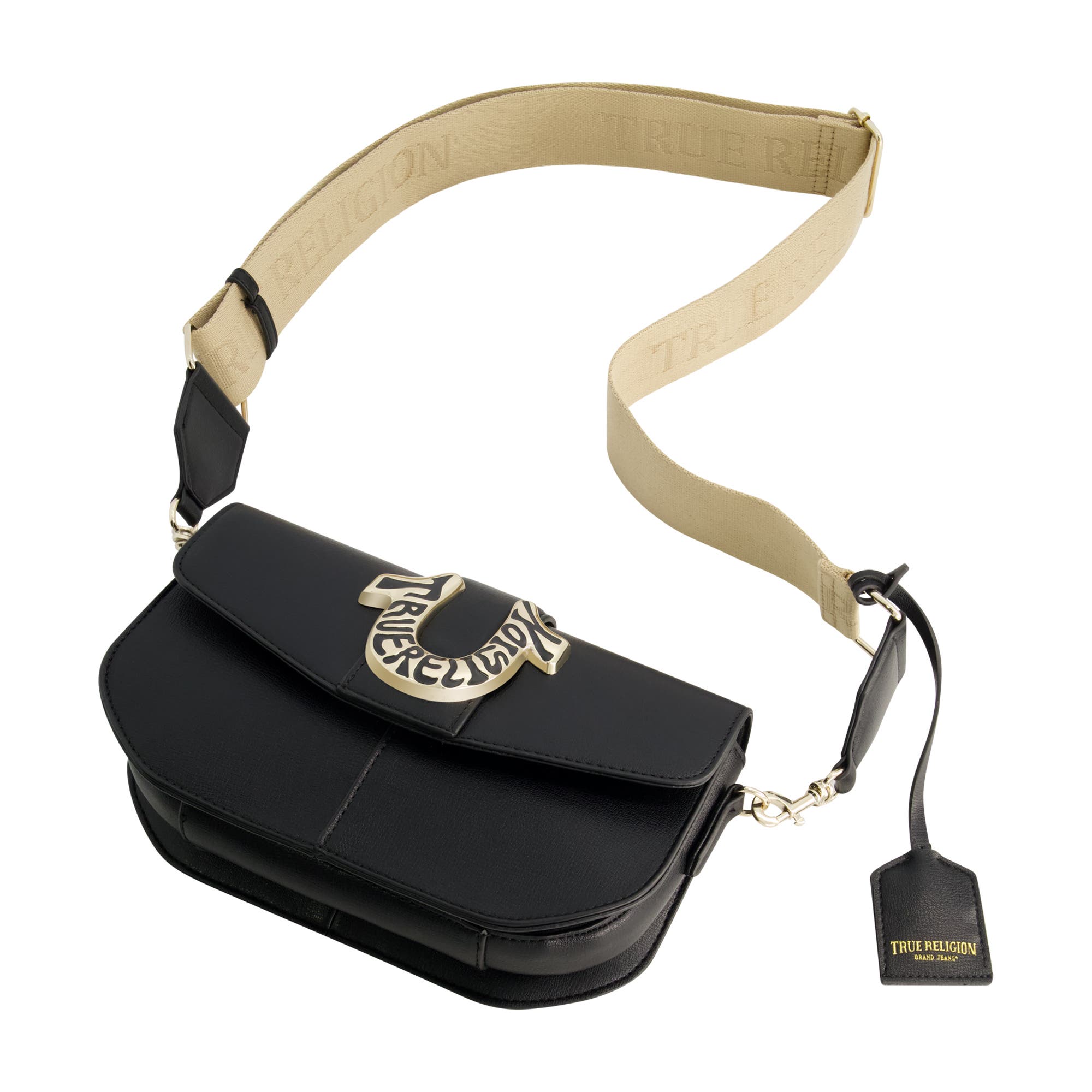 True Religion Shoulder Bag with Signature Logo Accent, Alternate, color, Black