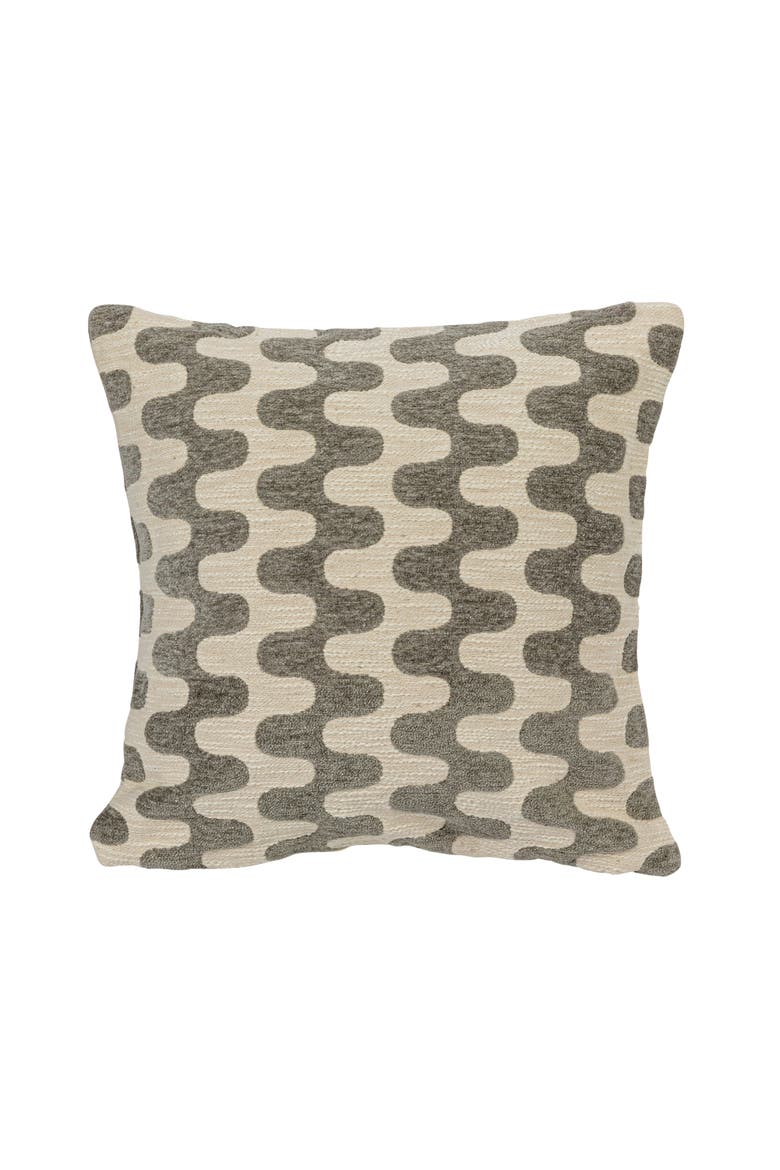 18-Inches Square Woven Cotton Jacquard Pillow with Abstract Pattern Design, Natural and Gray, Alternate, color, Grey