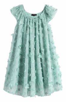 Kids' 3D Floral Appliqué Party Dress