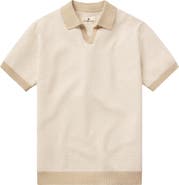 The Normal Brand Robles Johnny Collar Textured Cotton Jacquard Polo Sweater