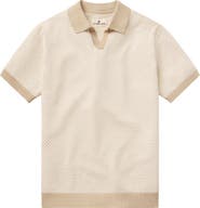 The Normal Brand Robles Johnny Collar Textured Cotton Jacquard Polo Sweater