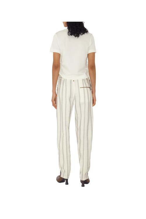 Burberry White T-shirt With Check Pattern Detail In Chalk