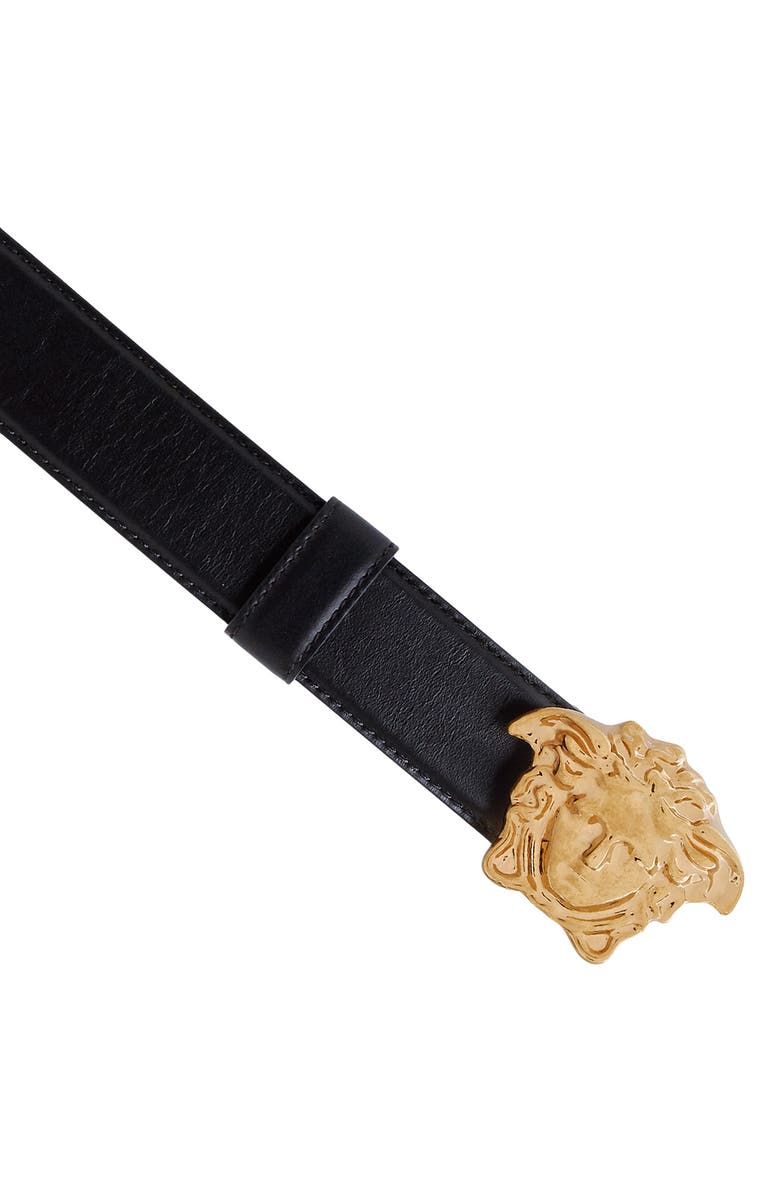 Versace Palazzo Medusa Buckle Leather Belt, Alternate, color, 