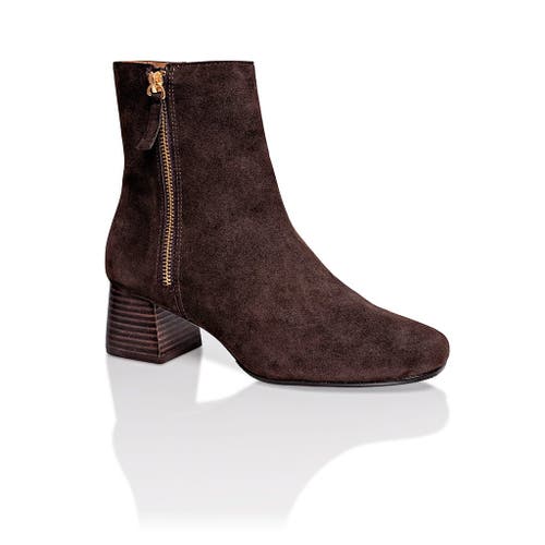 Joan Oloff Shoes Arina Dress Ankle Bootie With A Block Heel In Brown