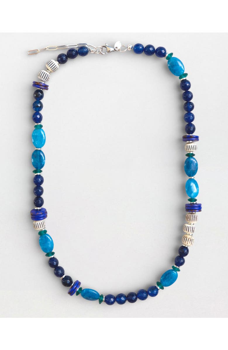 By Lilla Mare Beaded Necklace, Main, color, Cobalt