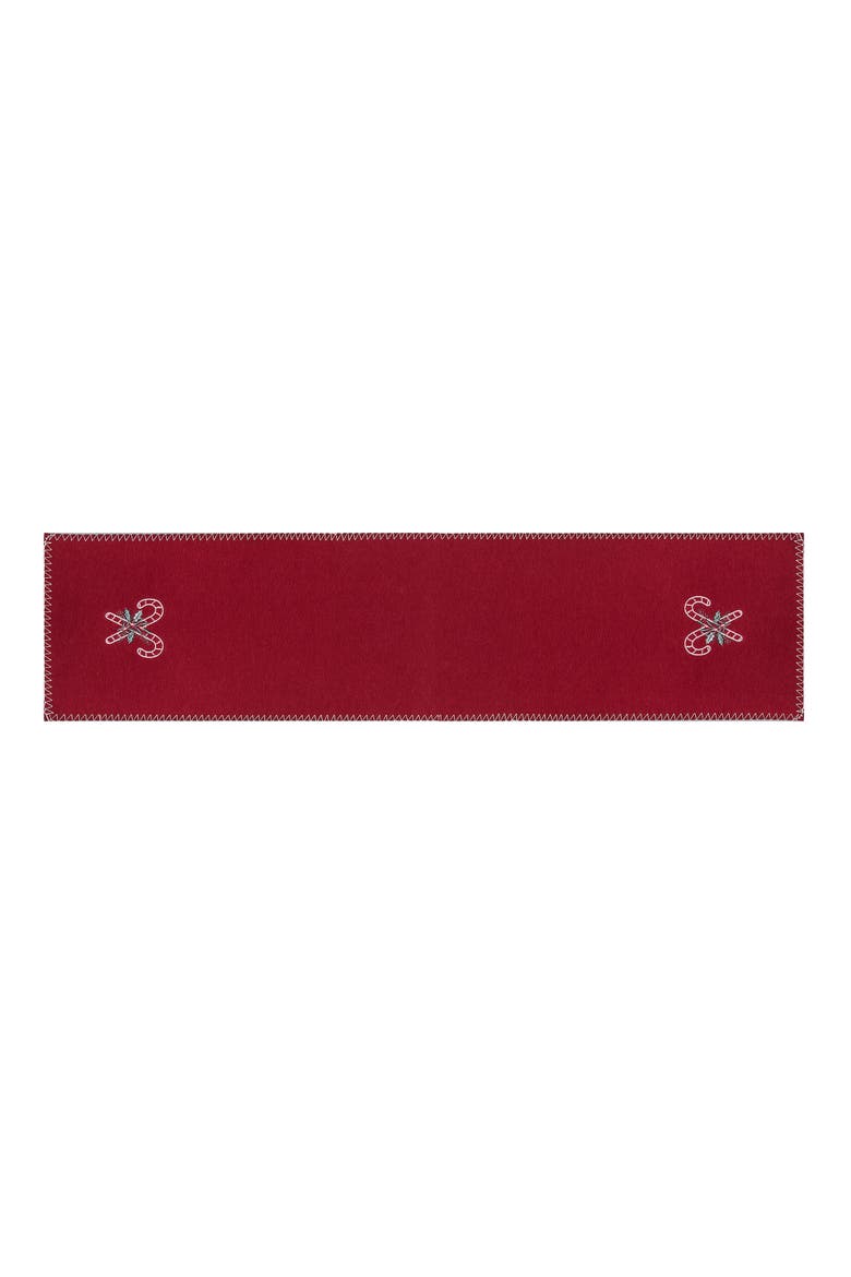 Candy Cane Berry Embroidered on Felt Christmas Runner 12" x 47.25", Alternate, color, Red