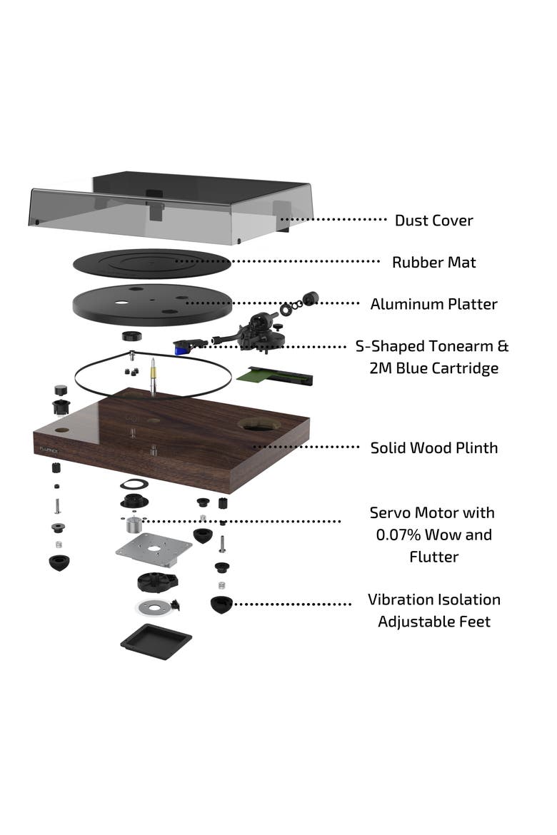 Reference High Fidelity Vinyl Turntable Record Player Ortofon Cartridge, Alternate, color, Walnut