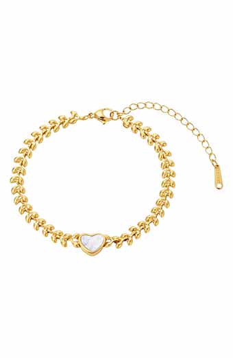 Heart Charm Curb Link Bracelet