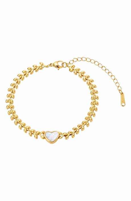 Heart Charm Curb Link Bracelet