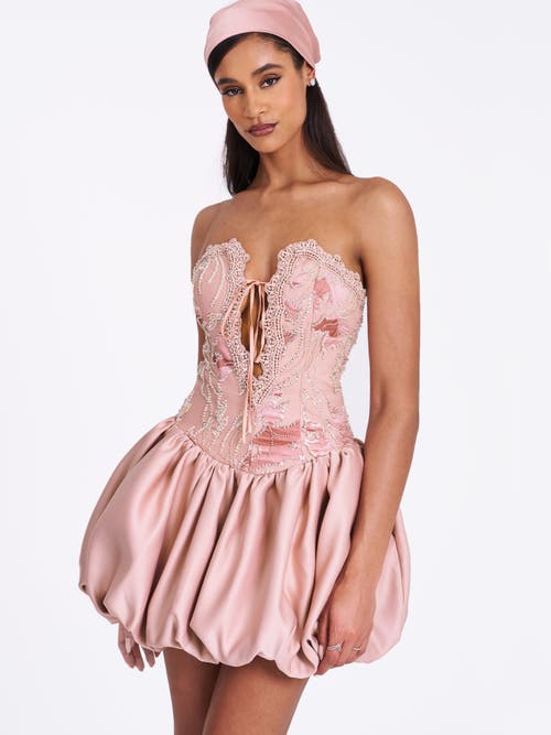 Miss Circle Palesa Ballet Style Embroidered Bubble Hem Mini Dress In Pink