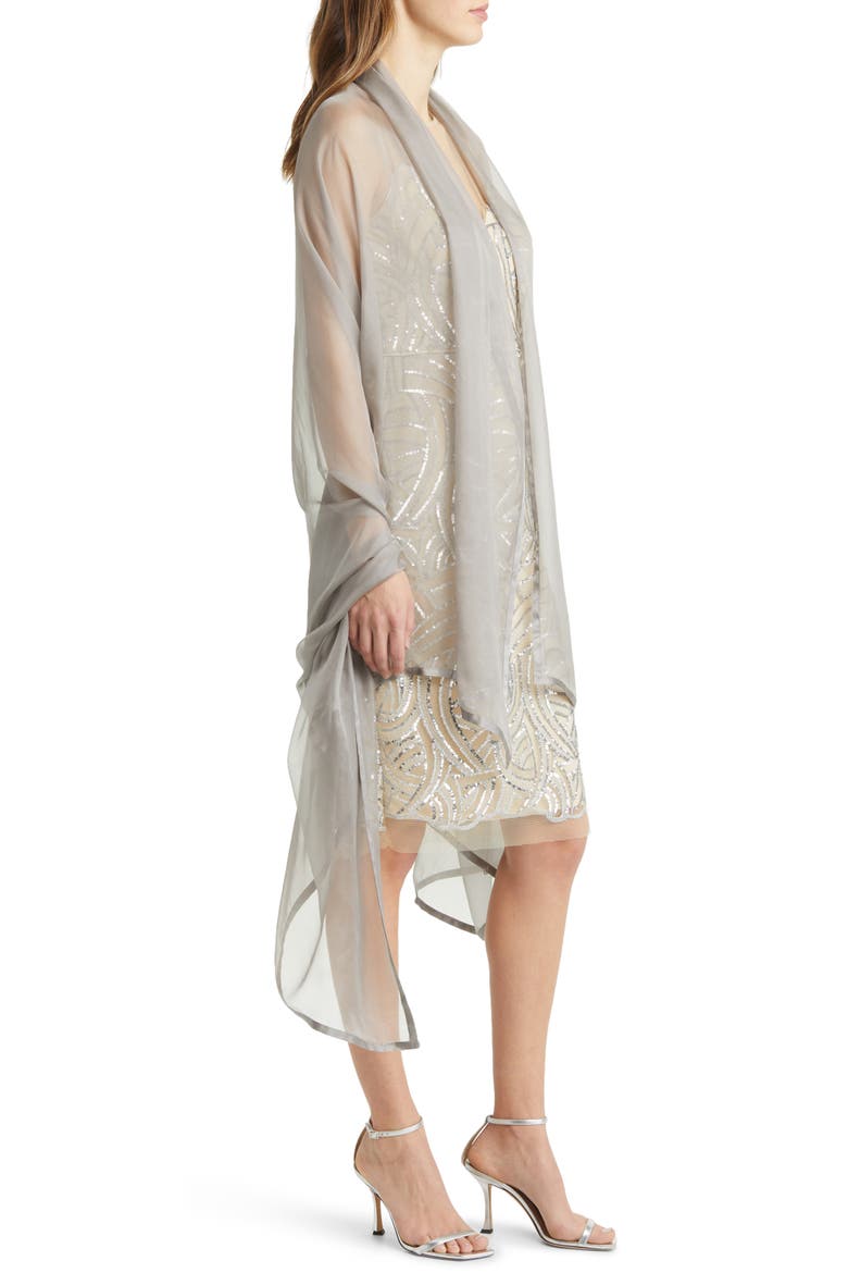 Satin Border Silk Chiffon Scarf, Alternate, color, GREY SCONCE