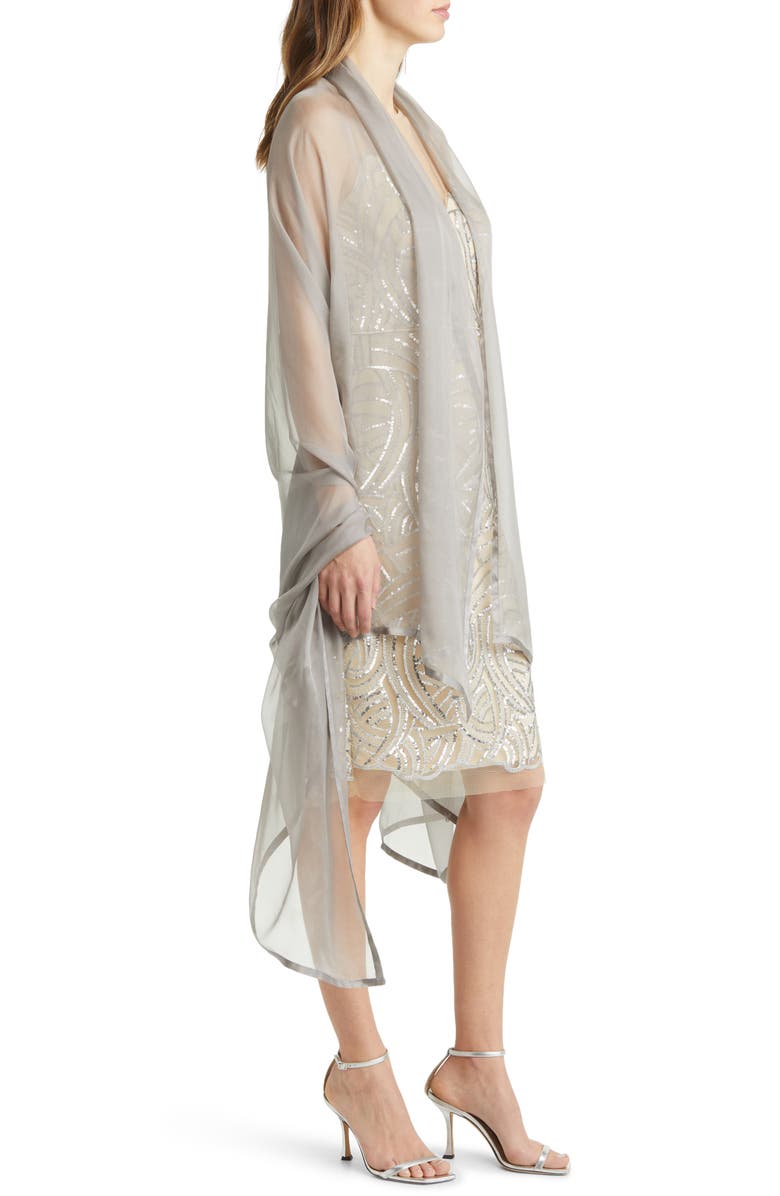 Nordstrom Satin Border Silk Chiffon Scarf, Alternate, color, Grey Sconce