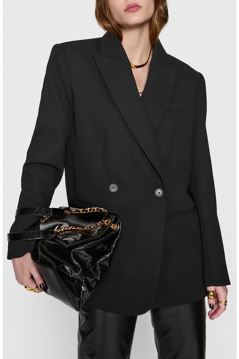 Nilli Oversize Double Breasted Blazer, Main, color, TRUE BLACK