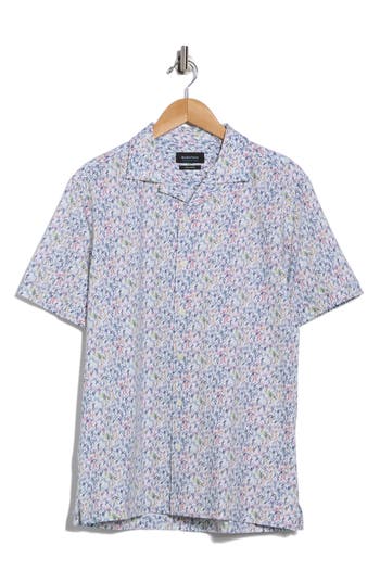 Bugatchi Cole Short Sleeve 8-way Stretch Ooohcotton® Button-up Shirt In Gray