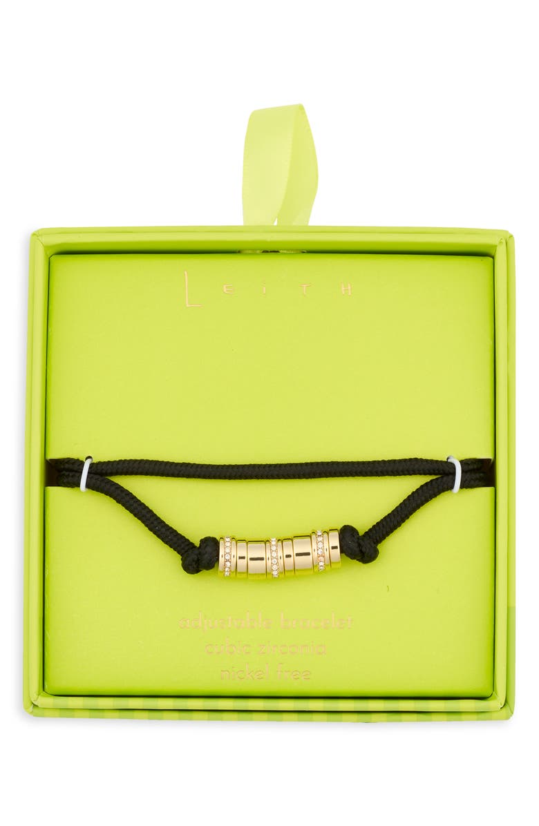 Leith Set of 2 Rondelle Adjustable Bracelets, Main, color, Black- Clear- Gold