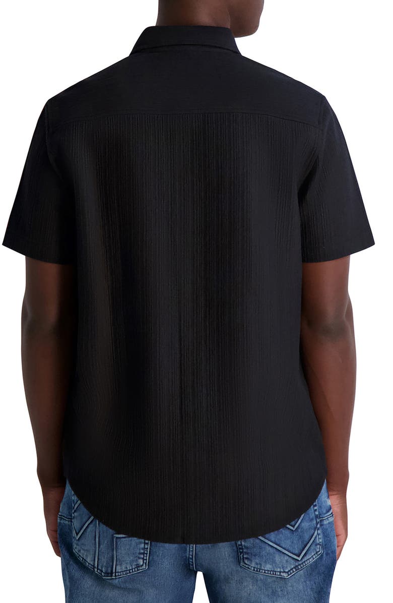KARL LAGERFELD PARIS Textured Knit Short Sleeve Shirt, Alternate, color, Black