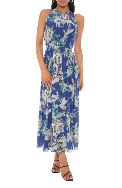Floral Print Sleeveless Maxi Dress