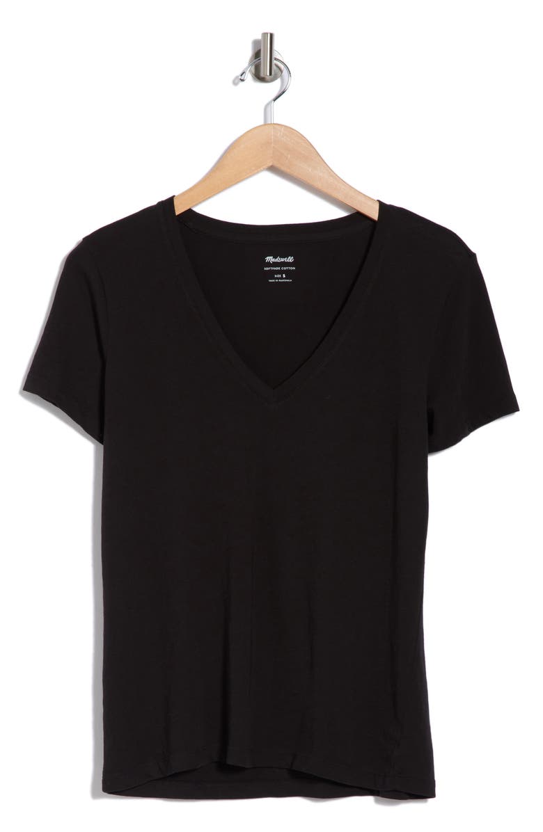 Madewell Softfade V-Neck Tee, Alternate, color, True Black