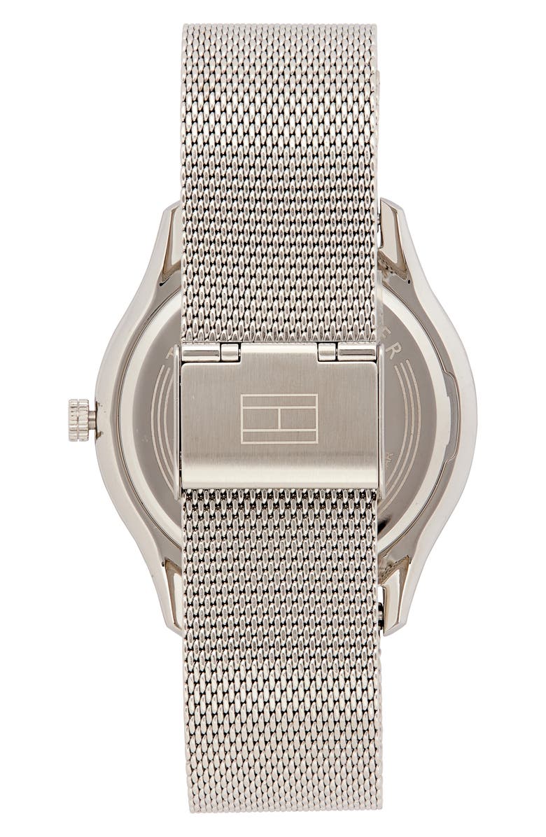 Tommy Hilfiger Adrian Mesh Strap Watch, Alternate, color, Black/ Silver
