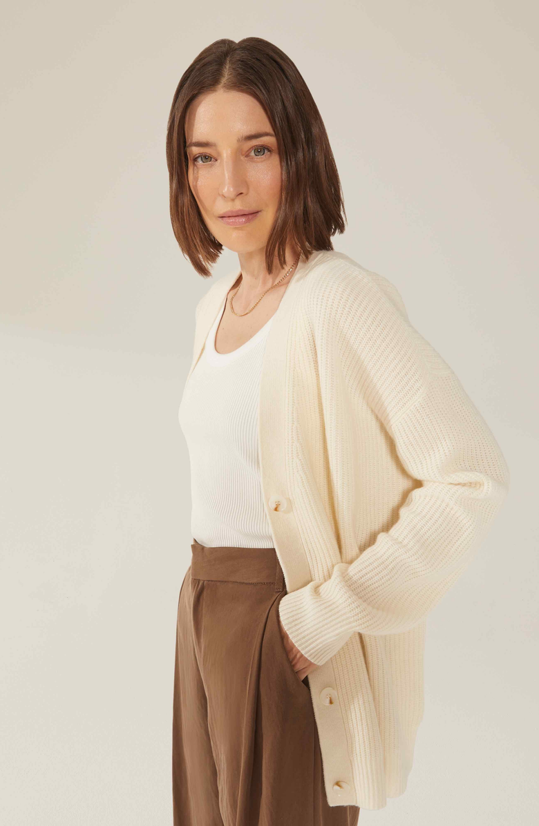 Italic Billie Chunky Oversized Cashmere Cardigan, Alternate, color, Ivory