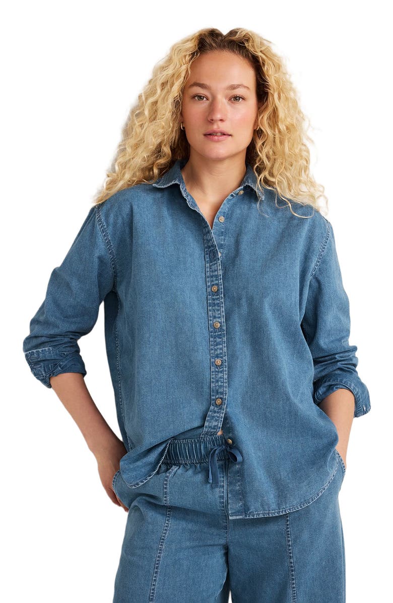 Haven Well Within The Daily Shirt in Organic Cotton Denim, Main, color, Indigo Wash