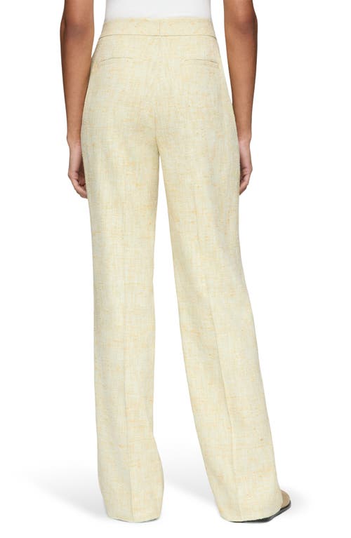 Lafayette 148 New York Gates Pastel Dust Tweed Straight Leg Pants In Chartreuse Multi