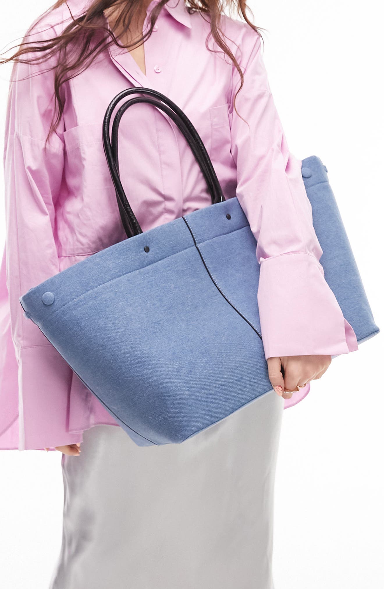 Topshop Tala Denim Tote Bag, Main, color, 