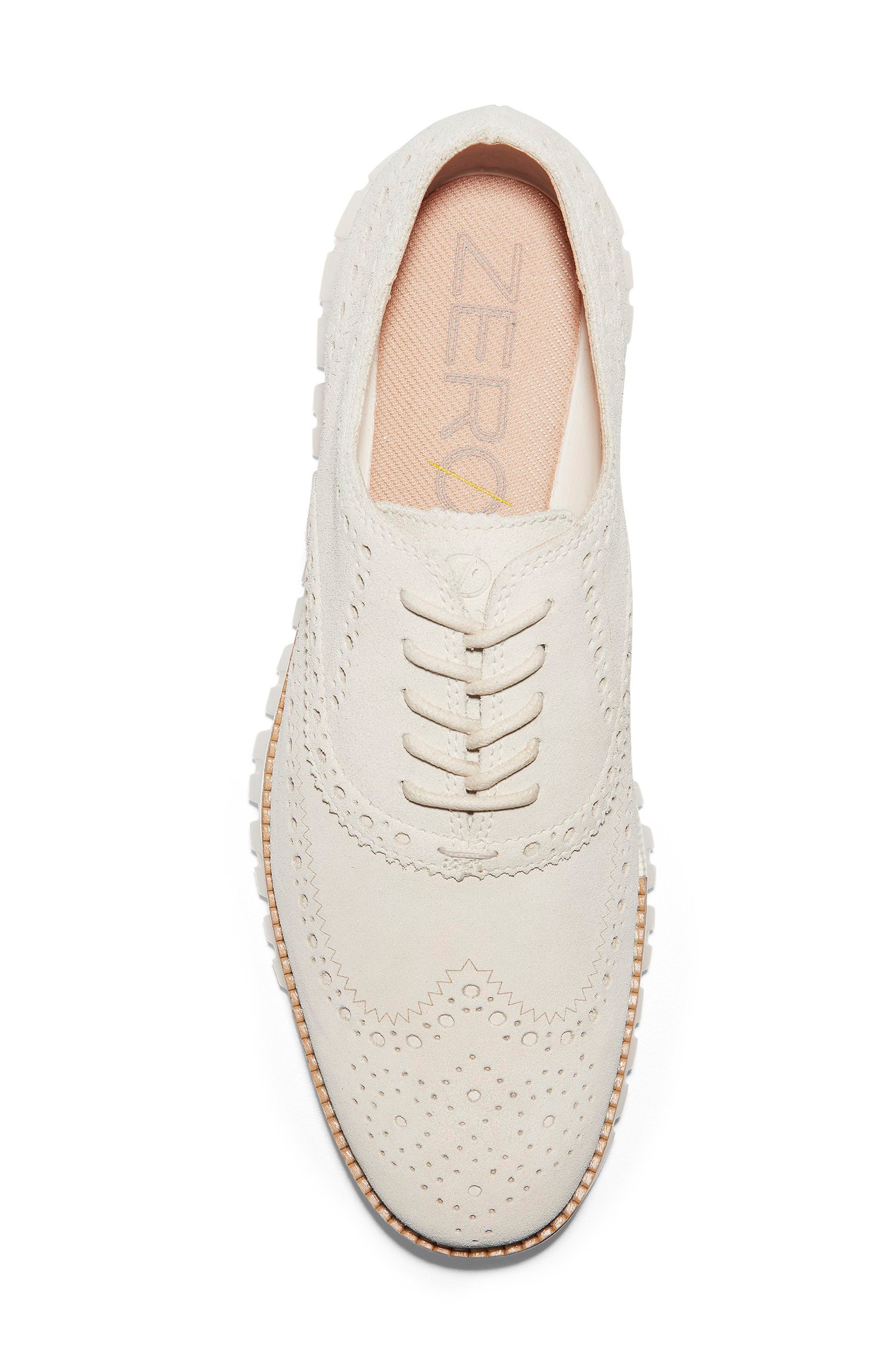 'ZeroGrand' Wingtip, Alternate, color, IVORY SUEDE/ IVORY