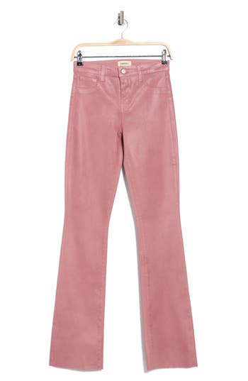 L'agence Ruth Coated High Waist Raw Hem Straight Leg Jeans In Pink