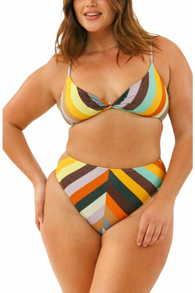 Bikini Bottom Rocky 70's Stripes, Main, color, Colorful lurex