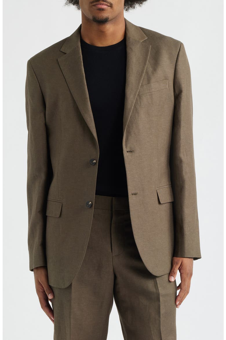 Slim Fit Solid Linen Blend Sport Coat, Main, color, BROWN ACORN