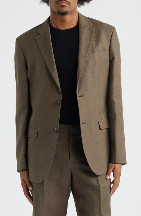 Slim Fit Solid Linen Blend Sport Coat