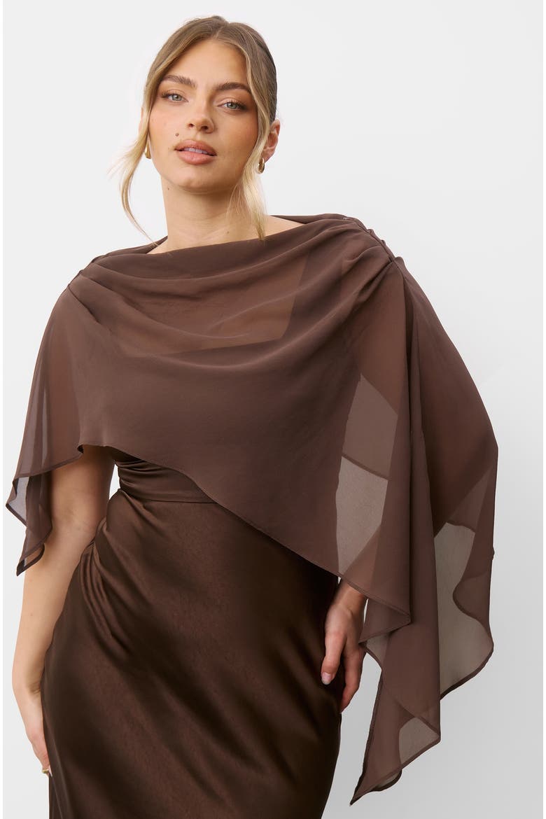 Square Neck Satin Bridesmaid Dress, Alternate, color, Chocolate