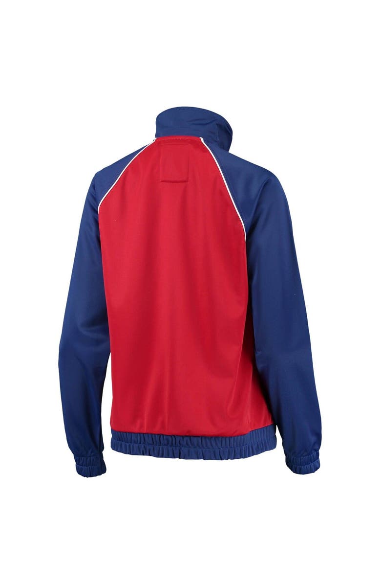 G-III 4HER BY CARL BANKS Women's G-III 4Her by Carl Banks Royal/Red Philadelphia 76ers Backfield Raglan Full-Zip Track Jacket, Alternate, color, 