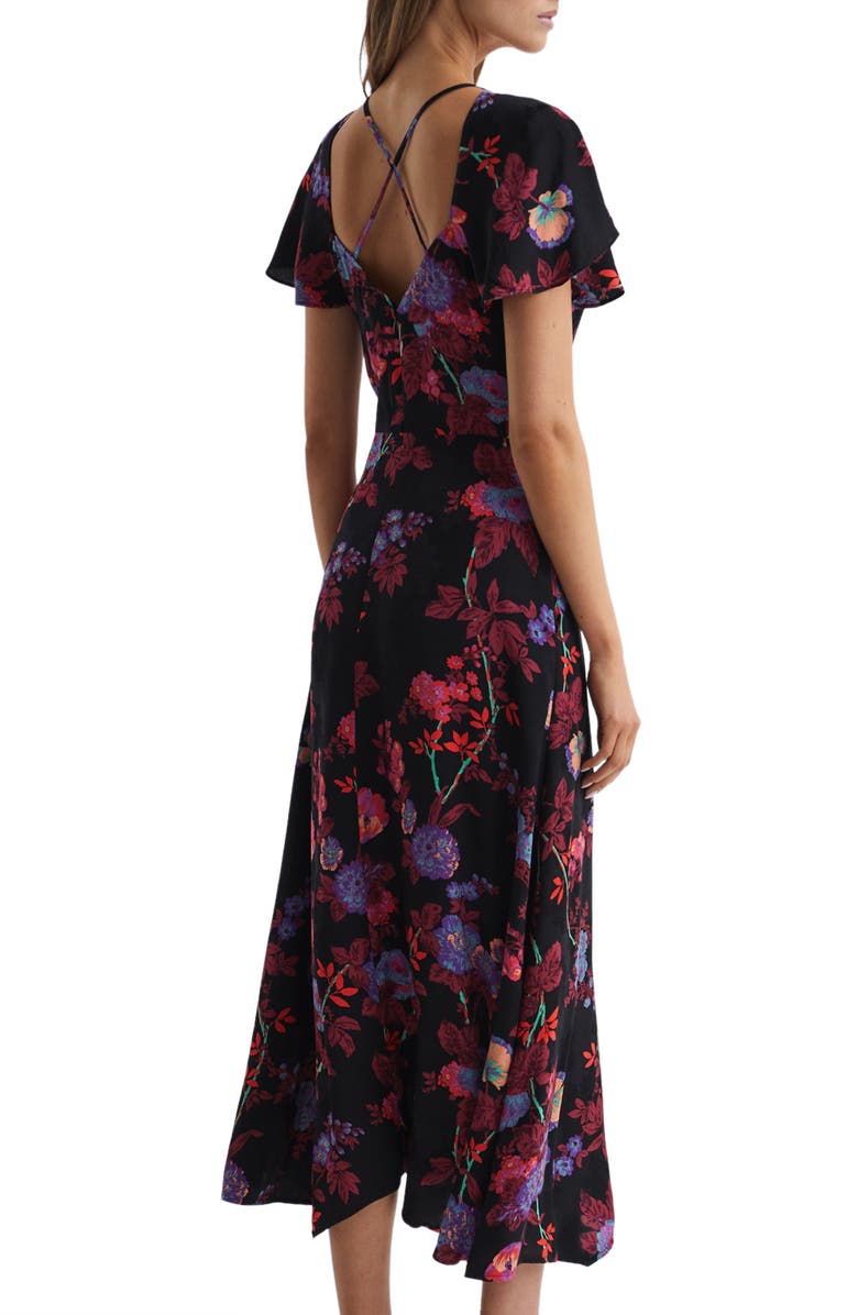 Reiss Leni Floral Flutter Sleeve Midi Dress, Alternate, color, 