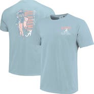 IMAGE ONE Women's Light Blue Alabama Crimson Tide Americana Mascot Comfort Colors T-Shirt